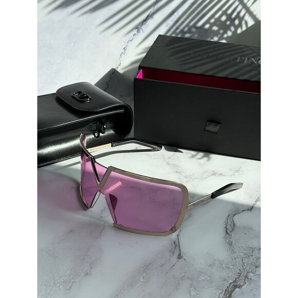 NEW Valentino Romask Gold Pink Mask Sunglasses $950 - Picture 2 of 9